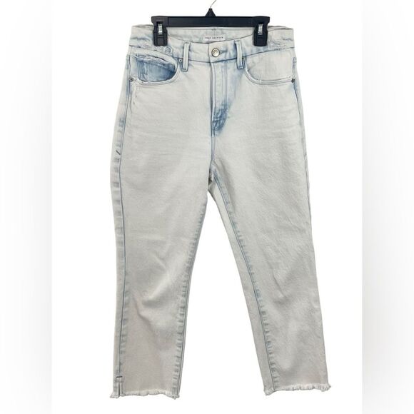 Good American Jeans Women’s Size 2 / 26 Cropped Light Blue Bleach Wash Raw Hem - Picture 1 of 7